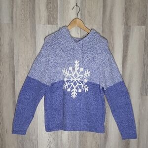 Cupcakes & Cashmere Womens XL Snowflake Pullover Hoodie Soft Cozy Colorblock